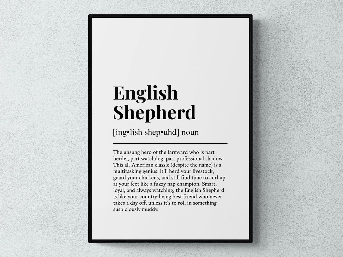 English Shepherd Country Living Hero Dictionary Definition Poster
