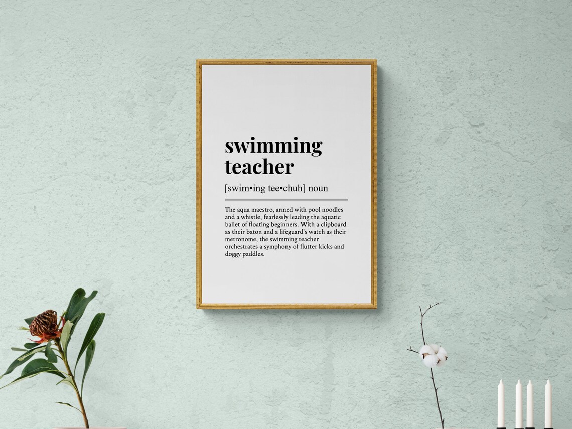 Swimming Teacher Funny Definition Job Gift Art Print - Image 2