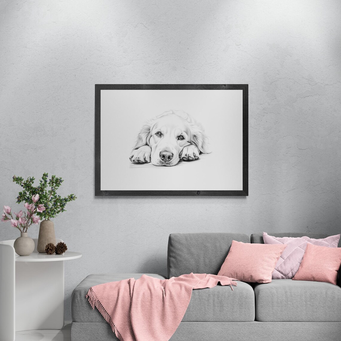 Golden Retriever Vintage Dog Sketch, Farmhouse Art Print - Image 3