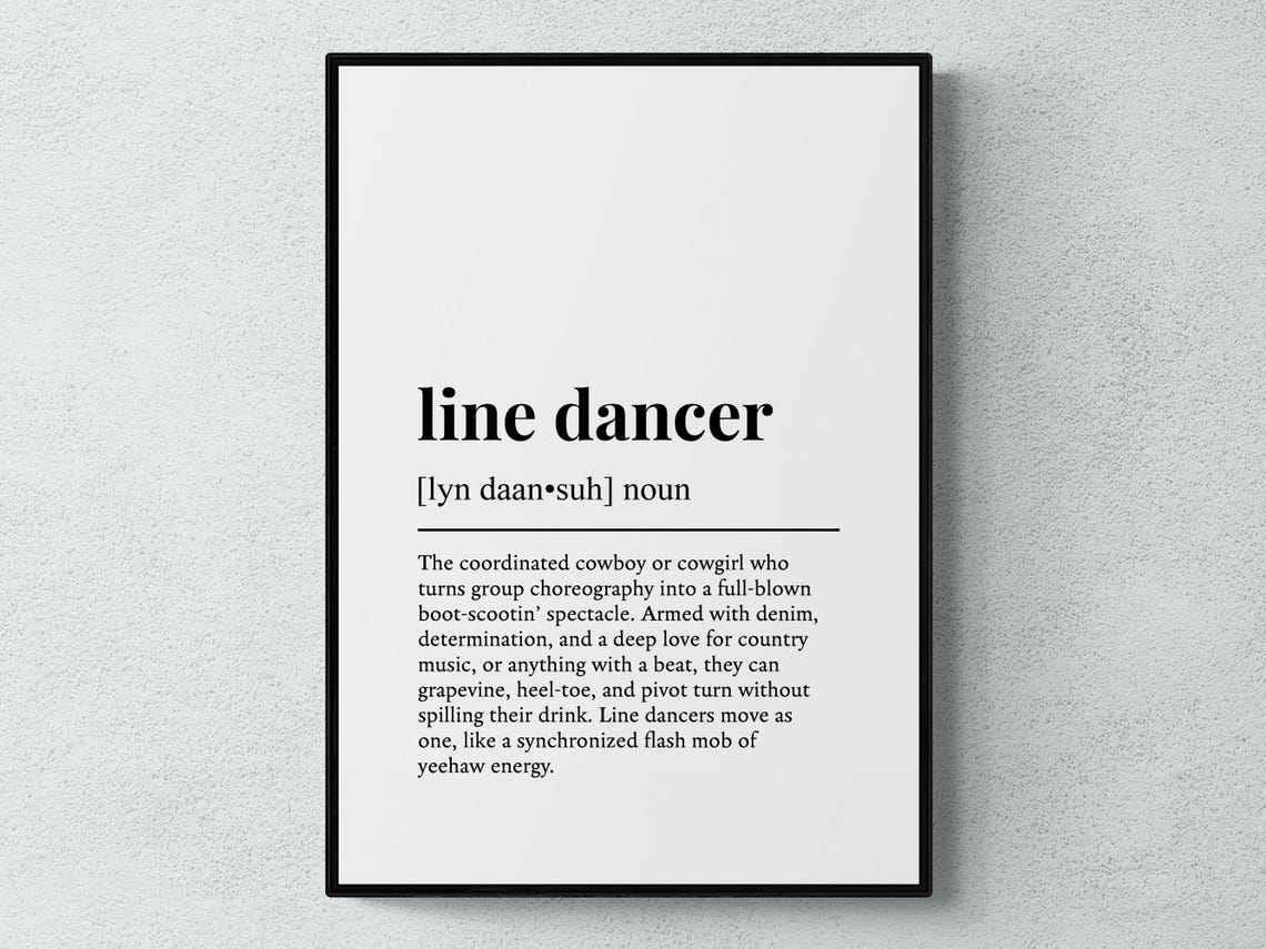 Line Dancer Funny Dictionary Definition Minimalist Country Poster