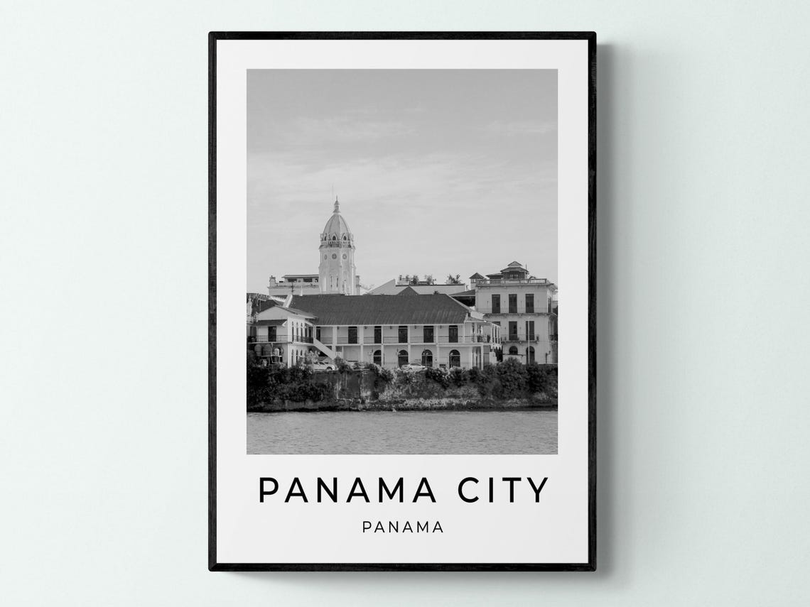 Panama City Panama Casco Viejo Old Town Church Monochrome Poster
