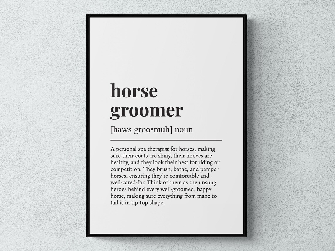 Horse Groomer Funny Definition Equestrian Humor Typography Poster