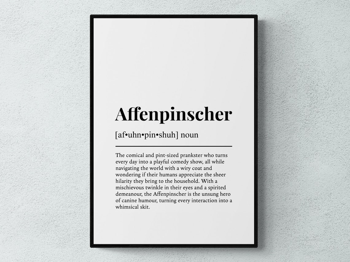 Affenpinscher Funny Definition Dog Breed Dictionary Style Art Poster