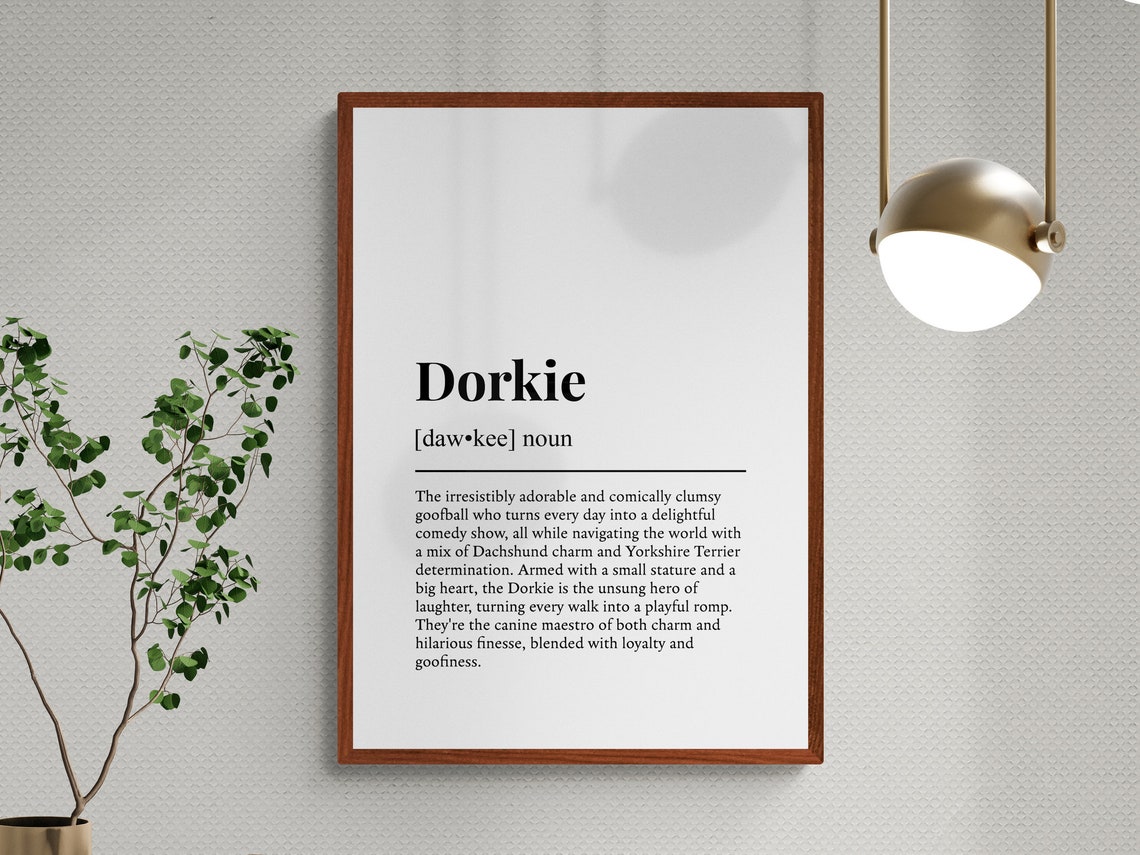 Dorkie Funny Dictionary Definition Minimalist Typography Poster - Image 3