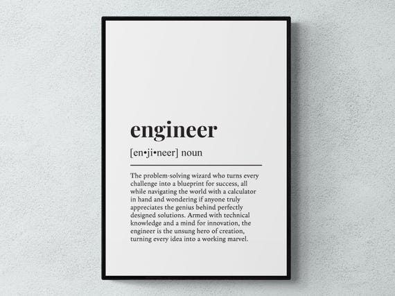 Engineer Funny Definition Typography Wall Art Print
