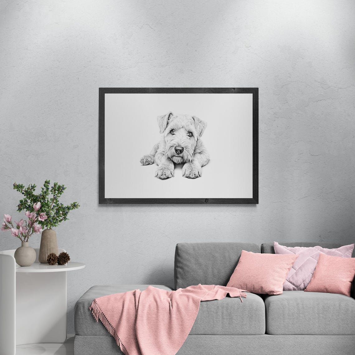 Soft Coated Wheaten Terrier Puppy Sketch Portrait Cute Dog Art Print - Image 3