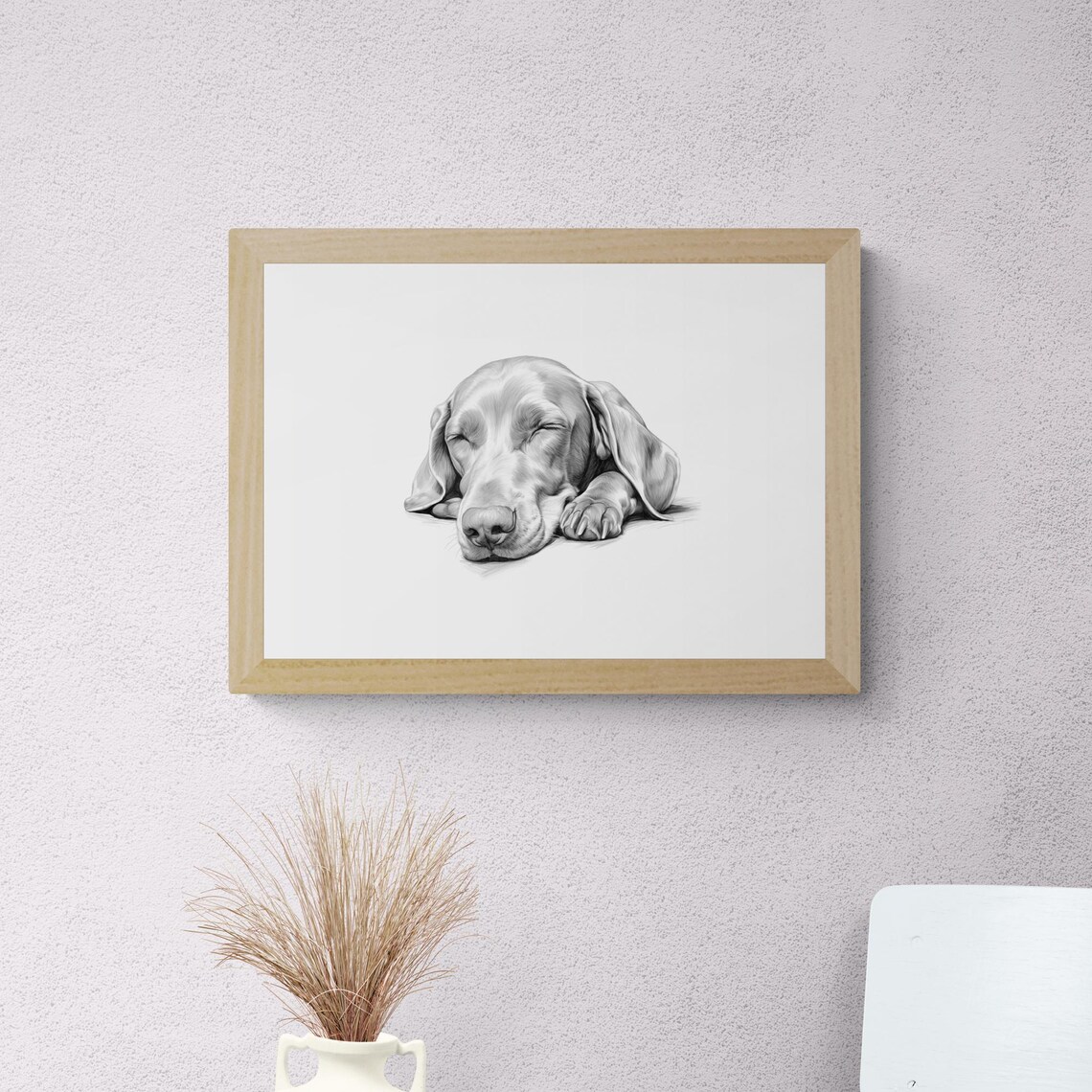 Sleeping Weimaraner Vintage Dog Sketch Art Print - Image 2