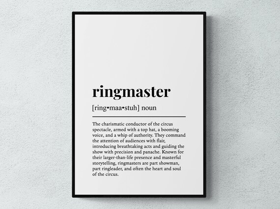 Ringmaster Funny Definition Job Work Gift Wall Art Print