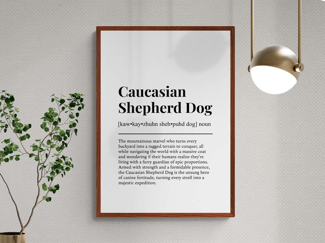 Caucasian Shepherd Dog Funny Definition, Art Print - Image 3