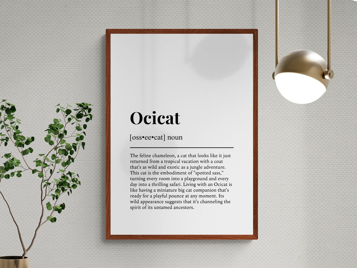 Ocicat Funny Dictionary Definition Spotted Wild Minimalist Cat Poster - Image 3