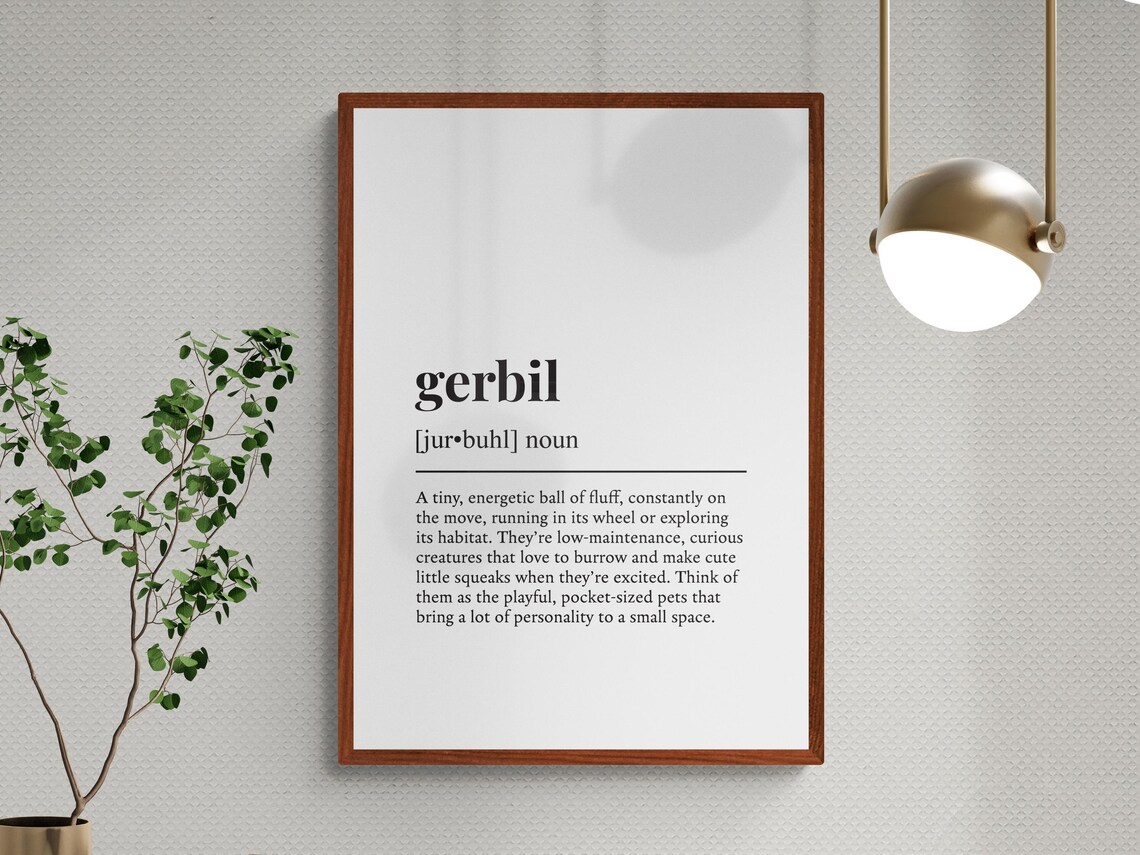 Gerbil Funny Definition Pet Gift Wall Art Print - Image 3