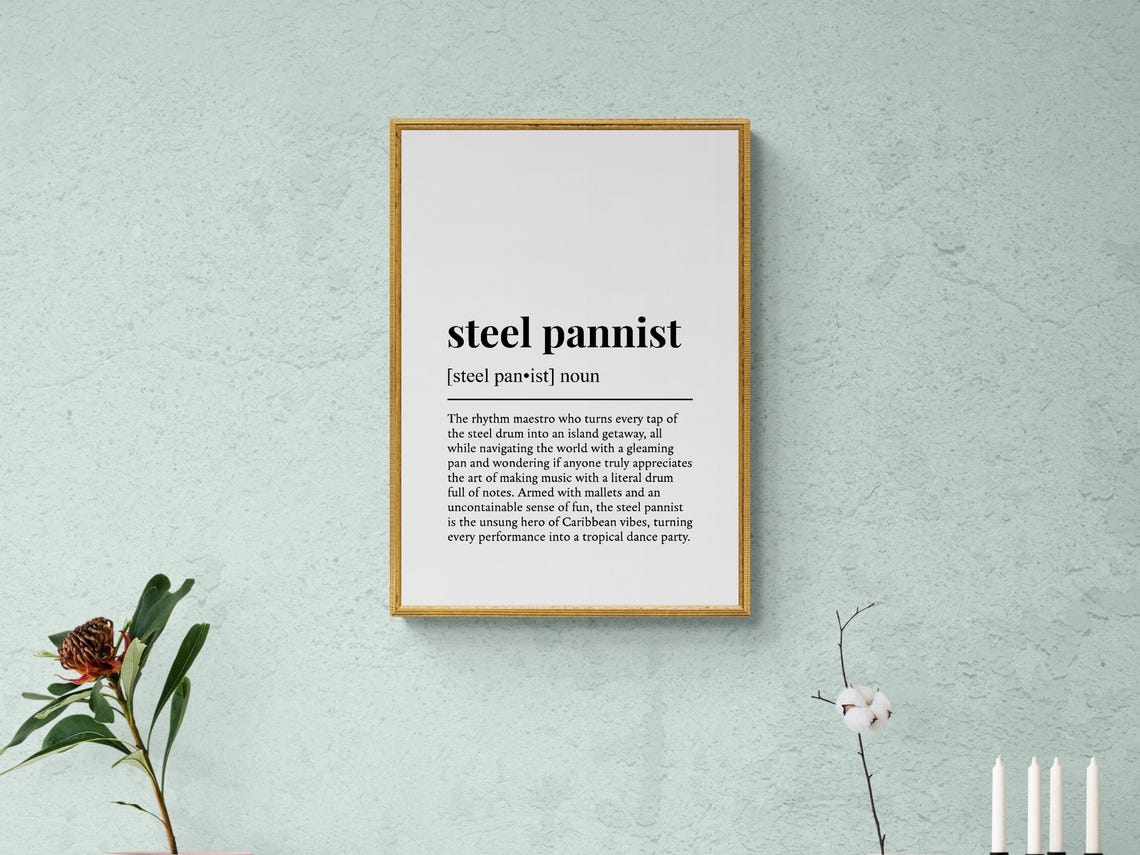 Steel Pannist Funny Dictionary Definition Minimalist Music Gift Poster - Image 2