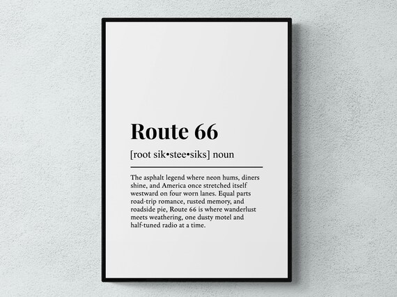 Route 66 Funny Definition Usa Gift Wall Art Print