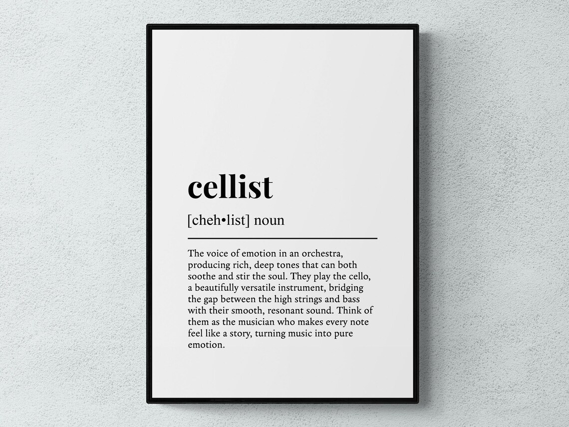 Cellist Funny Definition Art Print, Typography Humor
