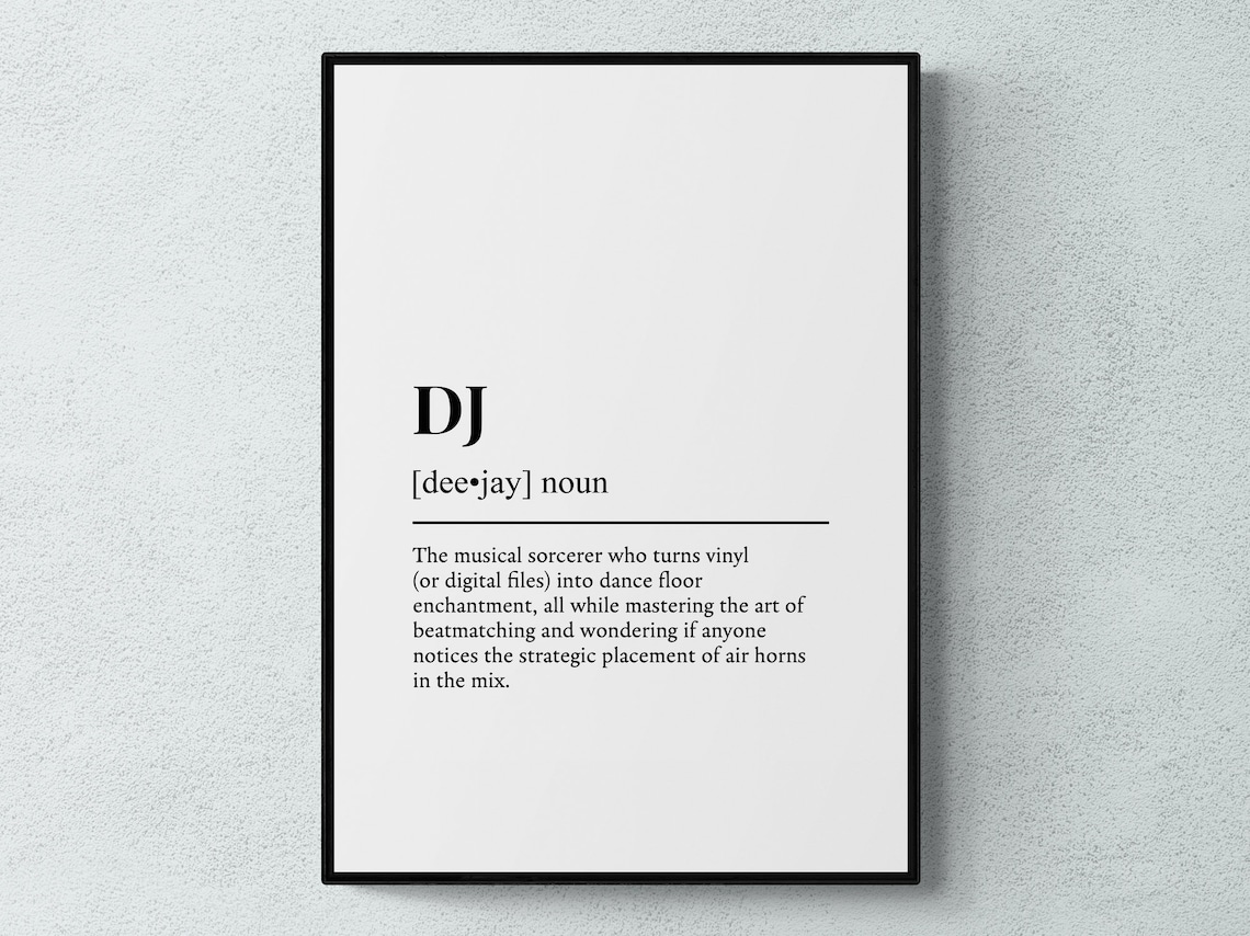 DJ Funny Definition Typography Wall Art Print