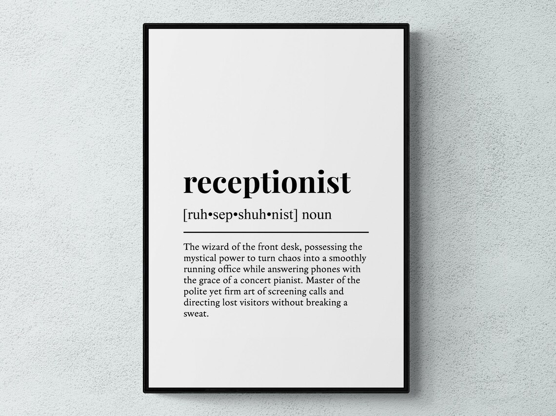 Receptionist Funny Definition Humor Wall Art Print