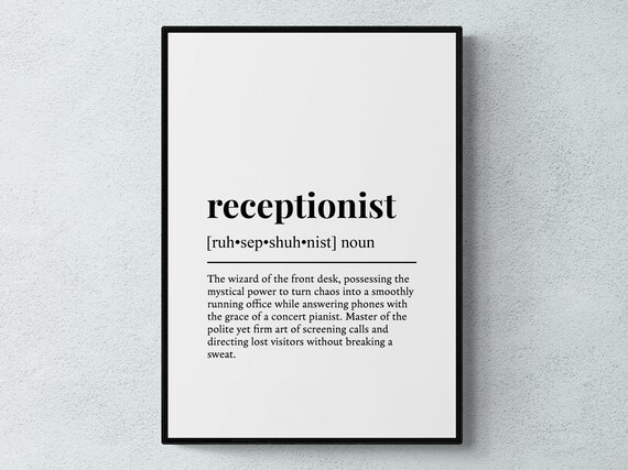 Receptionist Funny Definition Humor Wall Art Print