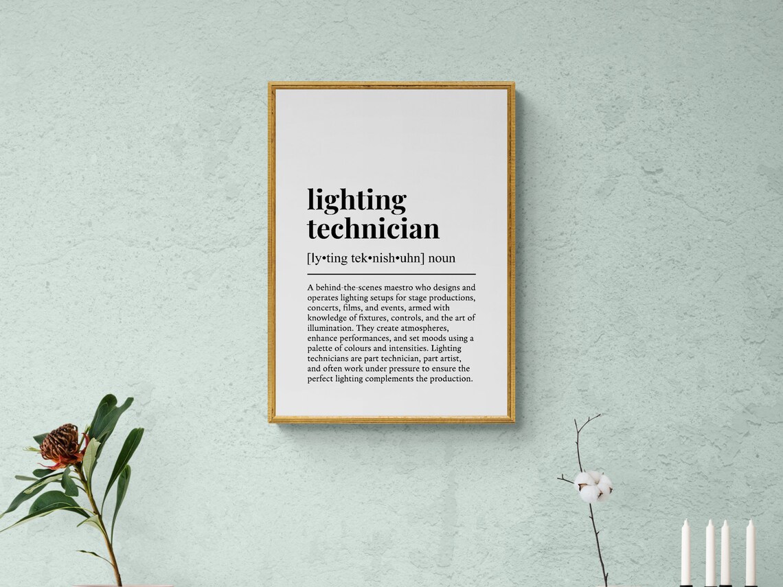 Lighting Technician Funny Definition Job Work Gift Wall Art Print - Image 2