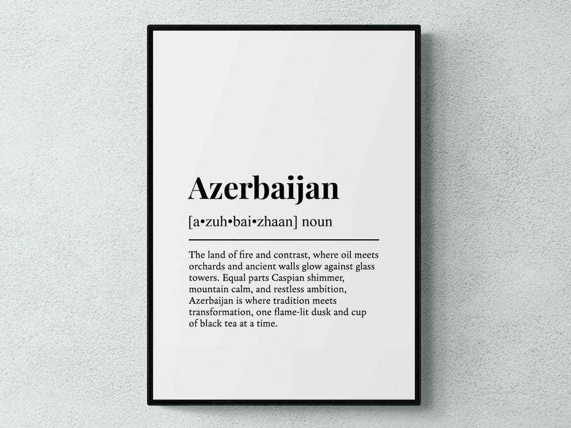 Azerbaijan Definition Poster Land of Fire Dictionary Style Art
