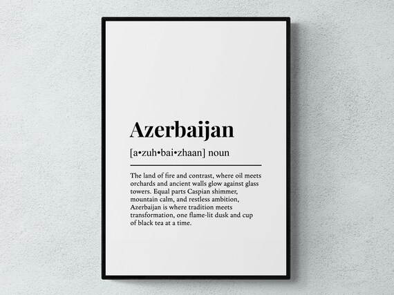 Azerbaijan Definition Poster Land of Fire Dictionary Style Art