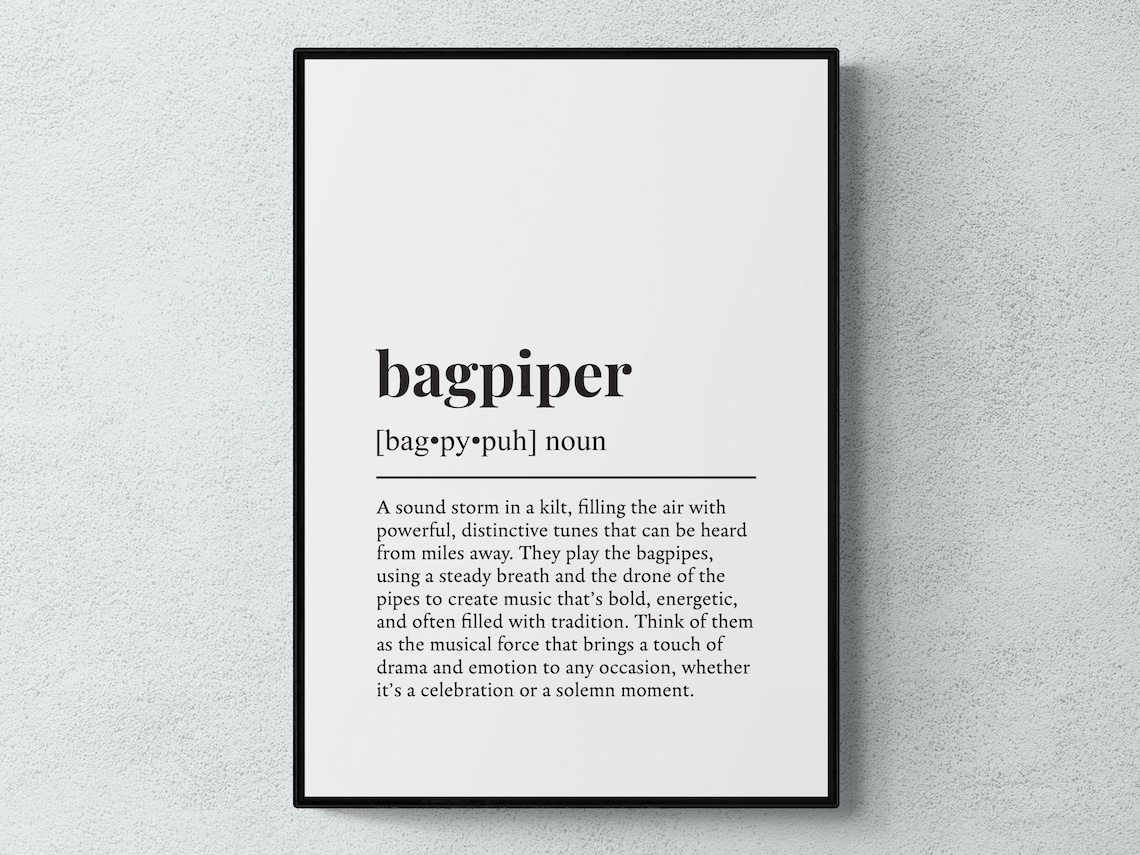 Bagpiper Funny Definition Art Print, Hobby Gift