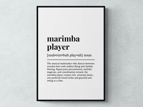 Marimba Player Funny Definition Hobby Gift Wall Art Print