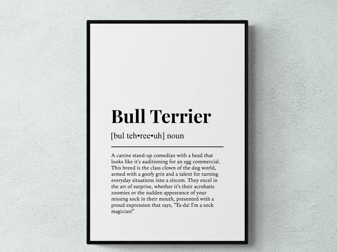 Bull Terrier Funny Definition Wall Art Print