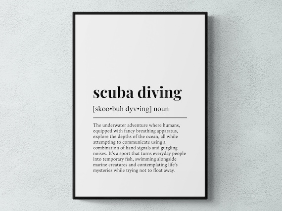 Scuba Diving Funny Definition Typography Art Print
