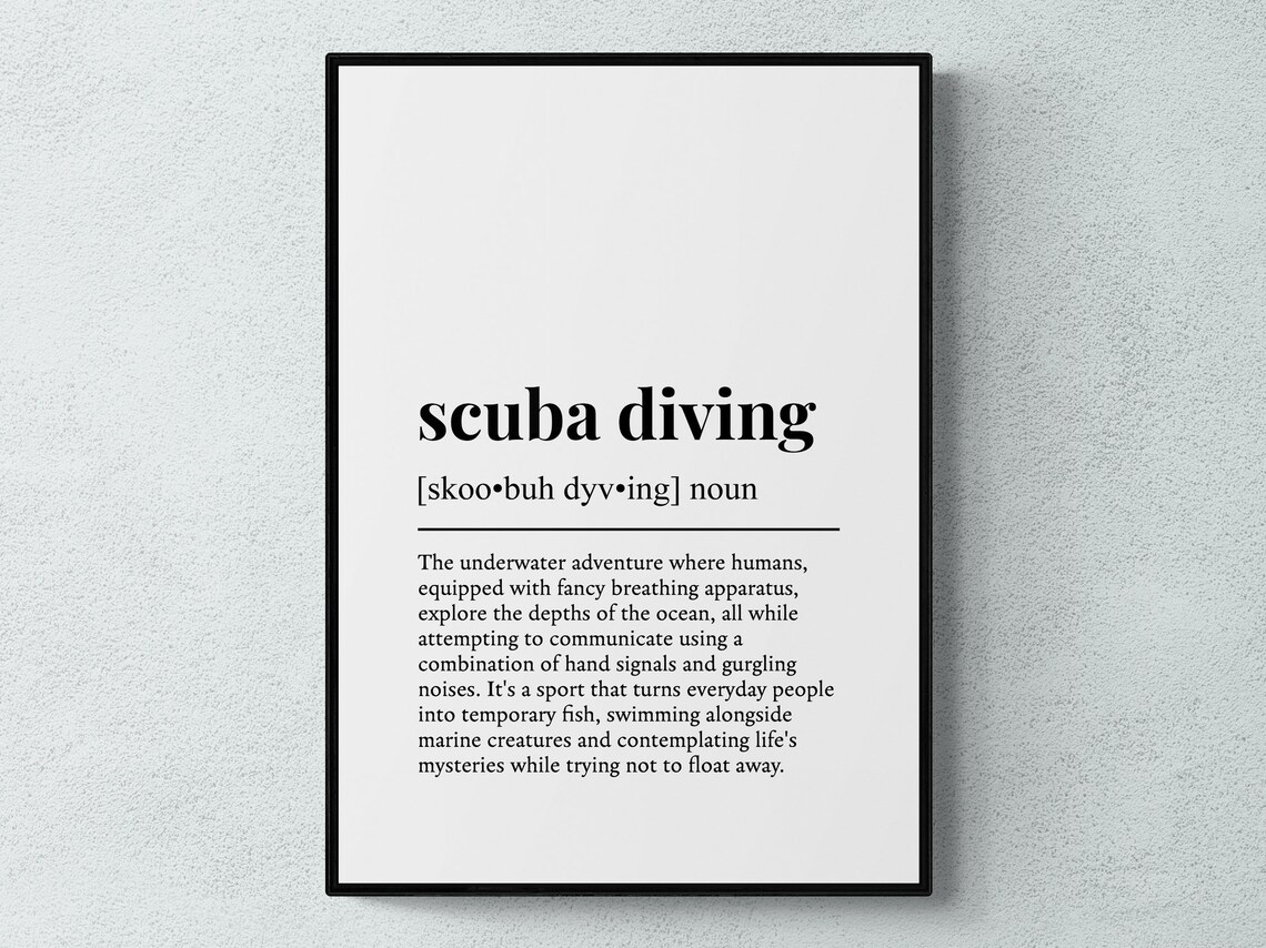 Scuba Diving Funny Definition Typography Art Print