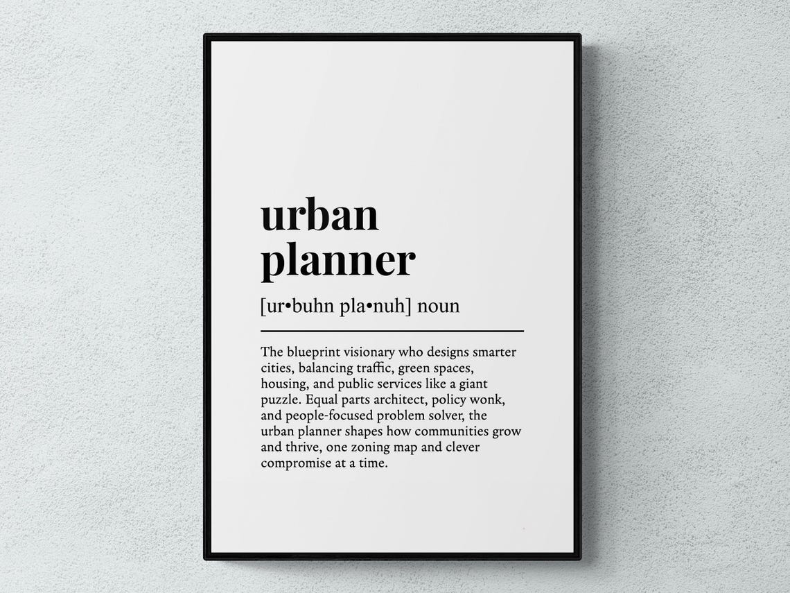 Urban Planner Funny Job Definition Dictionary Style Office Art Poster