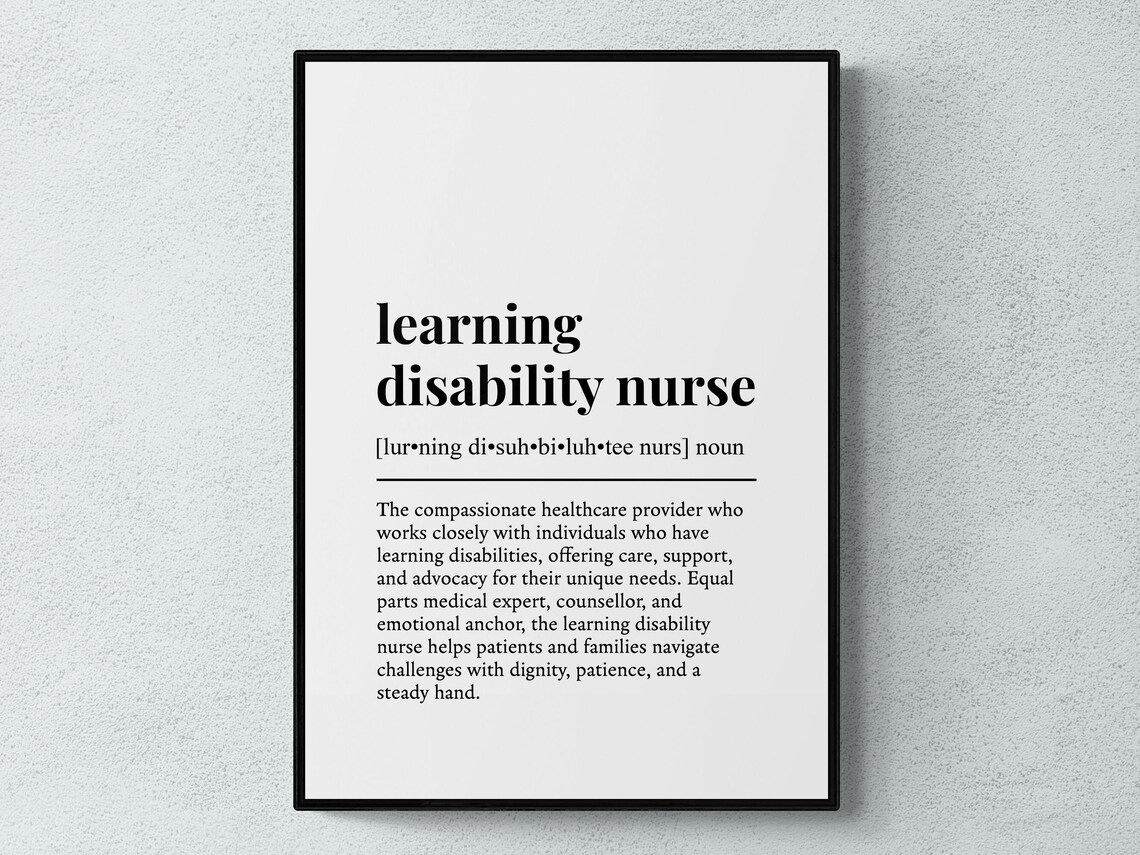 Learning Disability Nurse Funny Definition Wall Art Print