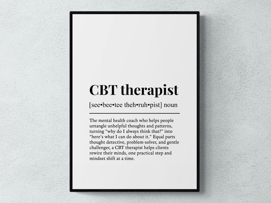 Cbt Therapist Funny Definition Job Work Gift Wall Art Print