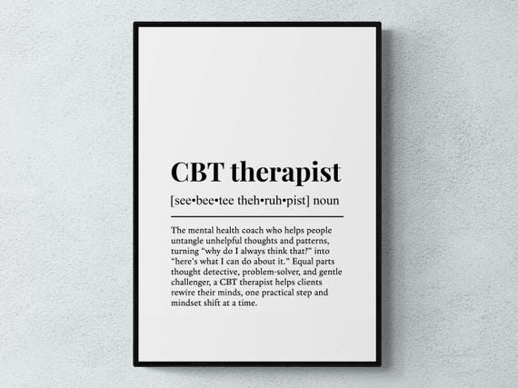 Cbt Therapist Funny Definition Job Work Gift Wall Art Print
