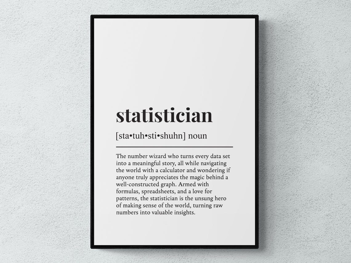 Statistician Funny Definition Dictionary Typography Minimalist Poster