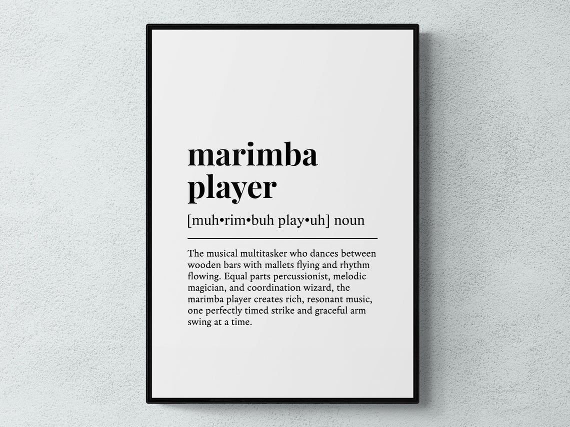 Marimba Player Funny Definition Hobby Gift Wall Art Print