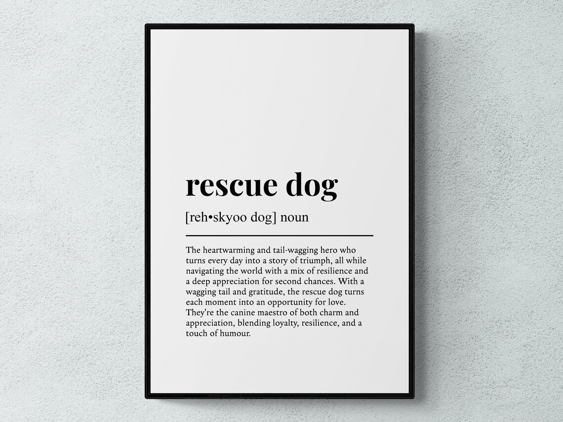 Rescue Dog Funny Definition, Funny Dog Lover Wall Art Print