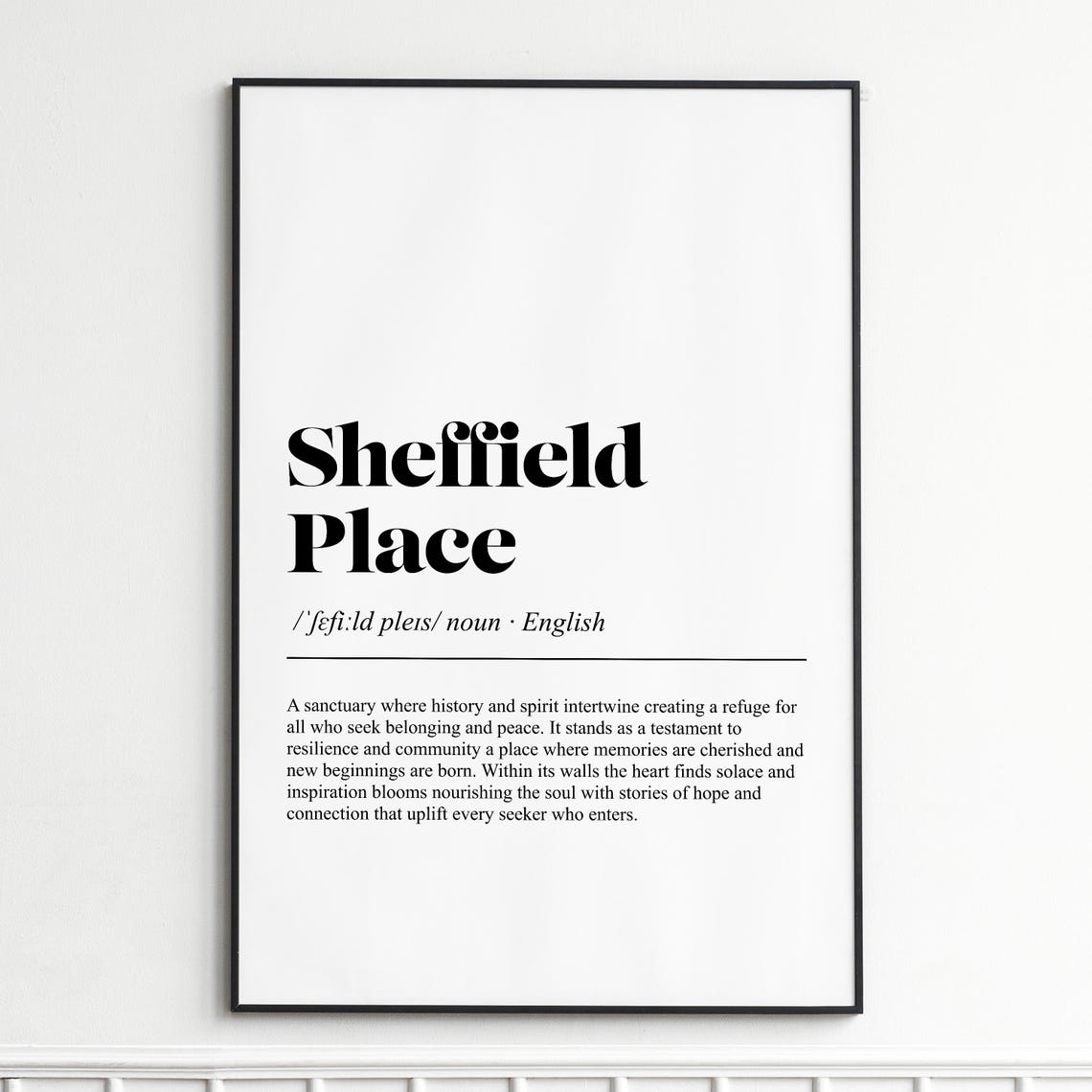 Sheffield Place Definition Poster Modern Dictionary Typography