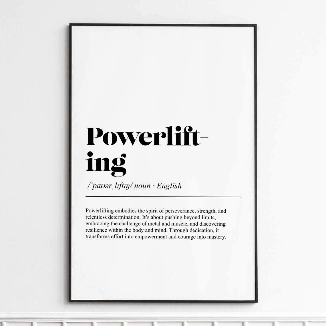 Powerlifting Strength Determination Definition Typography Gym Poster