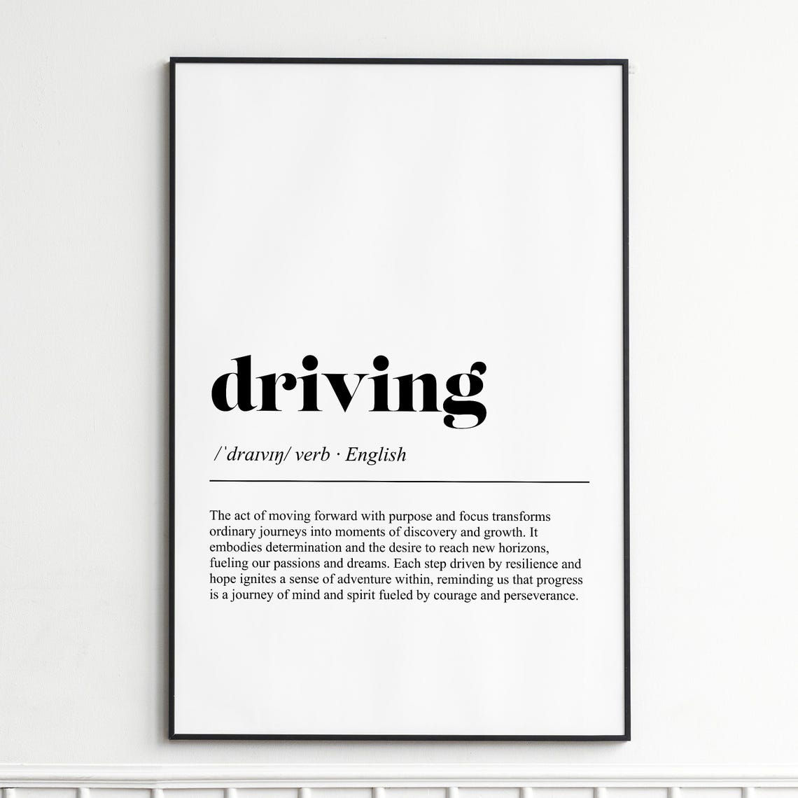 Driving Definition Minimalist Dictionary Typography Journey Poster