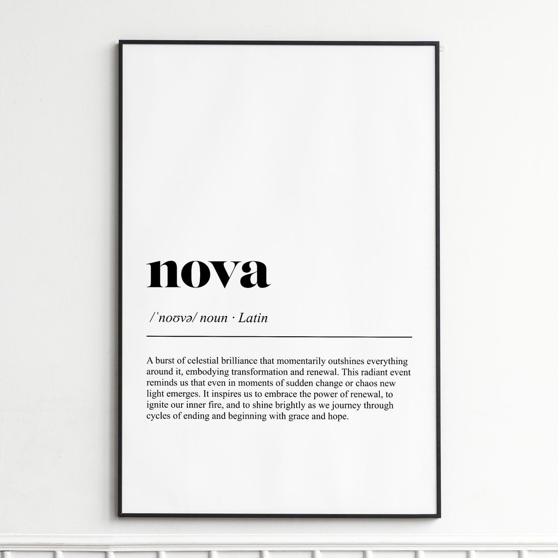 Nova Definition Print Elegant Typography Wall Art Modern Home Decor Poster Inspirational Word Quote