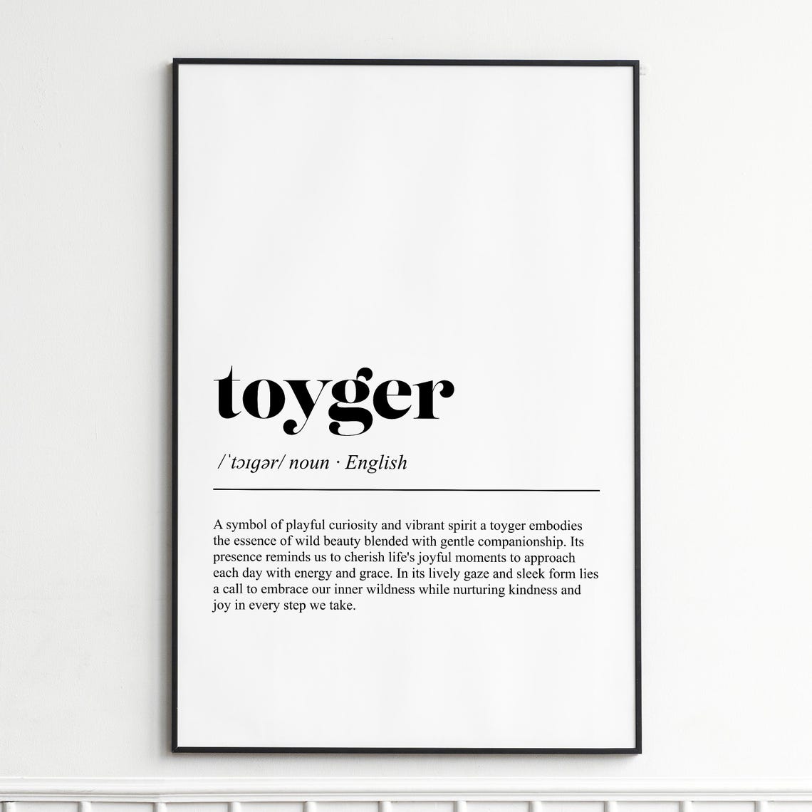 Toyger Cat Breed Definition Modern Minimalist Typography Poster