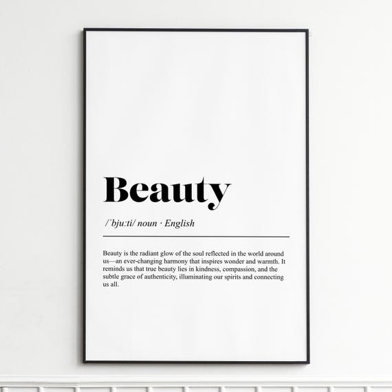 Beauty Definition Print Elegant Typography Wall Art Modern Home Decor Poster Inspirational Word Quote Gift