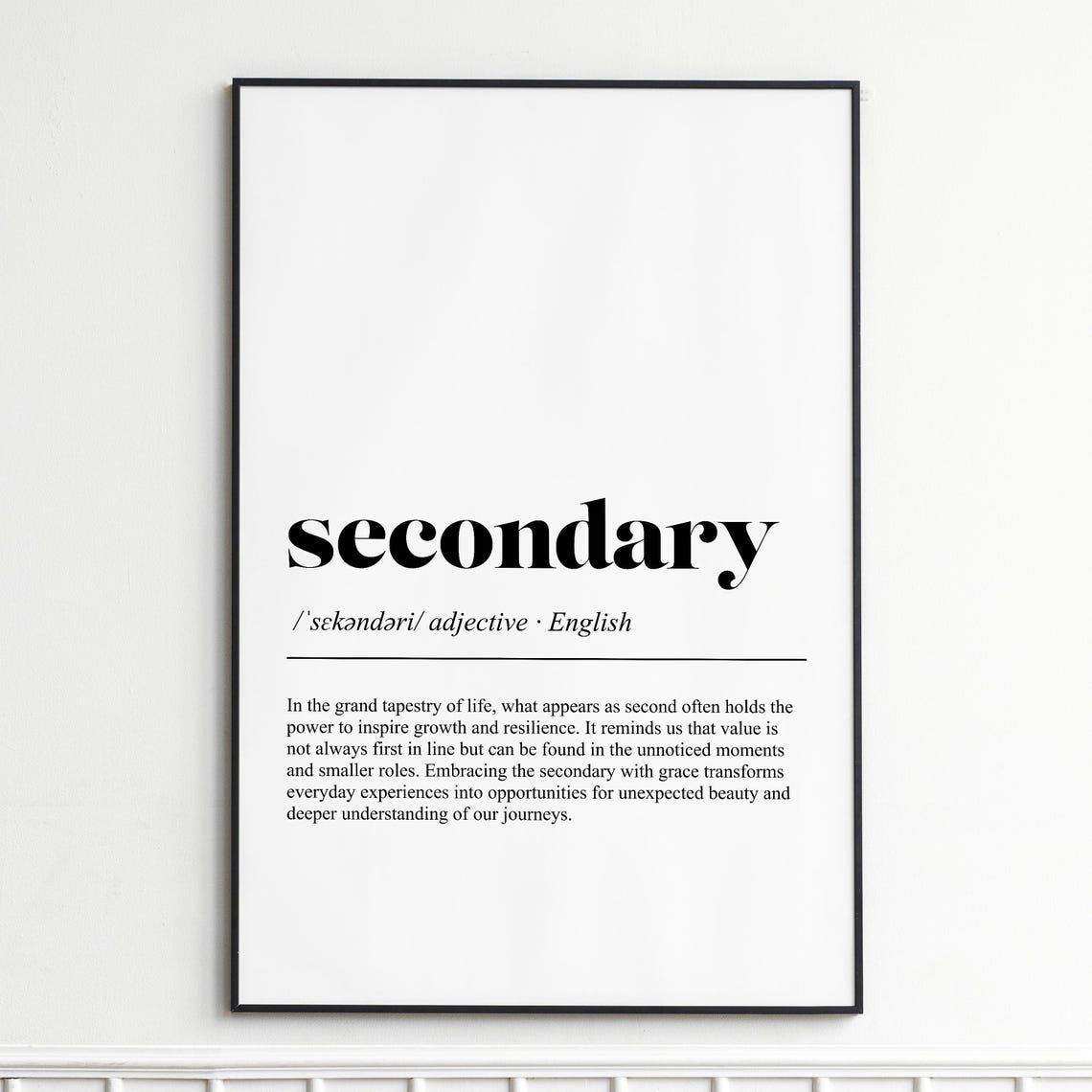 Secondary Definition Dictionary Style Typography Wall Decor Poster