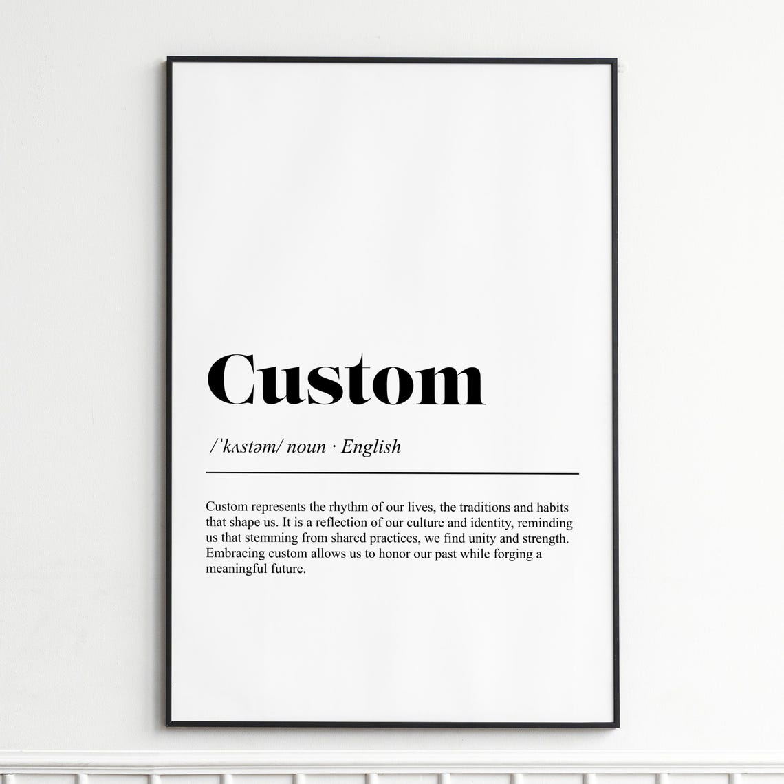 Custom Dictionary Definition Typography Culture Tradition Wall Poster