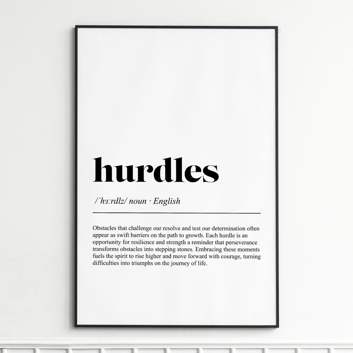 Hurdles Definition Print Inspirational Typography Wall Art Modern Dictionary Poster Home Decor