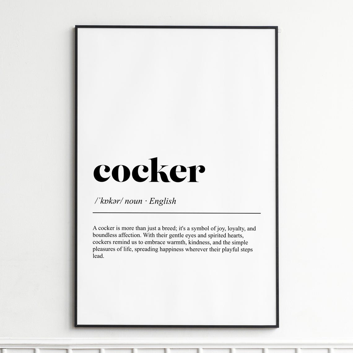 Cocker Definition Dictionary Style Loyal Dog Breed Typography Poster