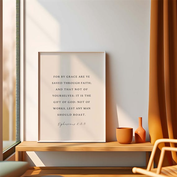 Ephesians 2:8-9 KJV, Bible Verse Wall Art Print