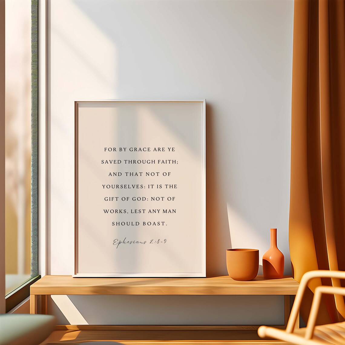 Ephesians 2:8-9 KJV, Bible Verse Wall Art Print
