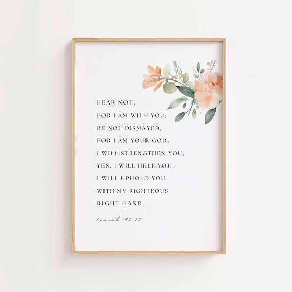 Isaiah 41:10 Bible Verse Art Print, Christian Scripture