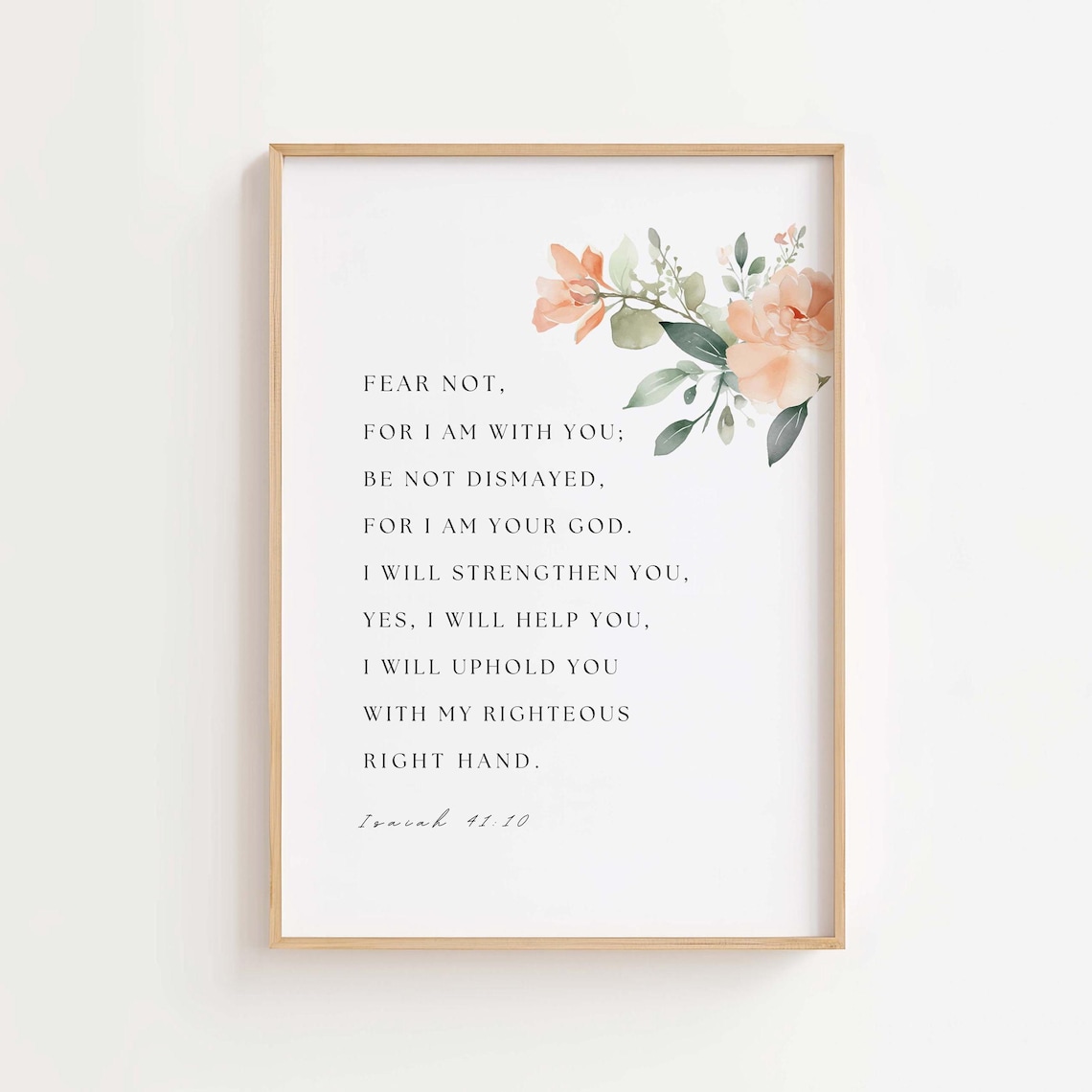 Isaiah 41:10 Bible Verse Art Print, Christian Scripture